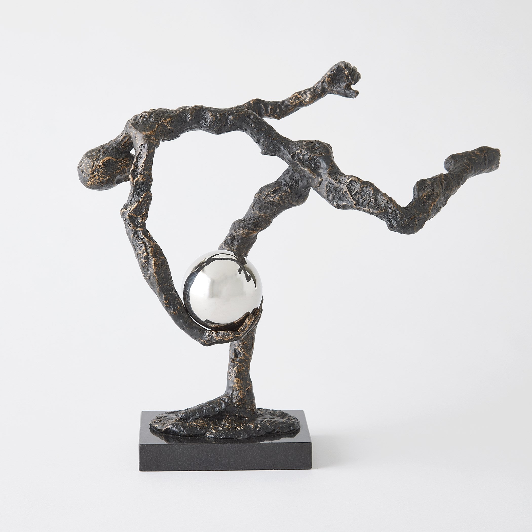 Global Views Tripped Up Sculpture Bronze w/Nickel Sphere
