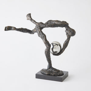 Global Views Tripped Up Sculpture Bronze w/Nickel Sphere