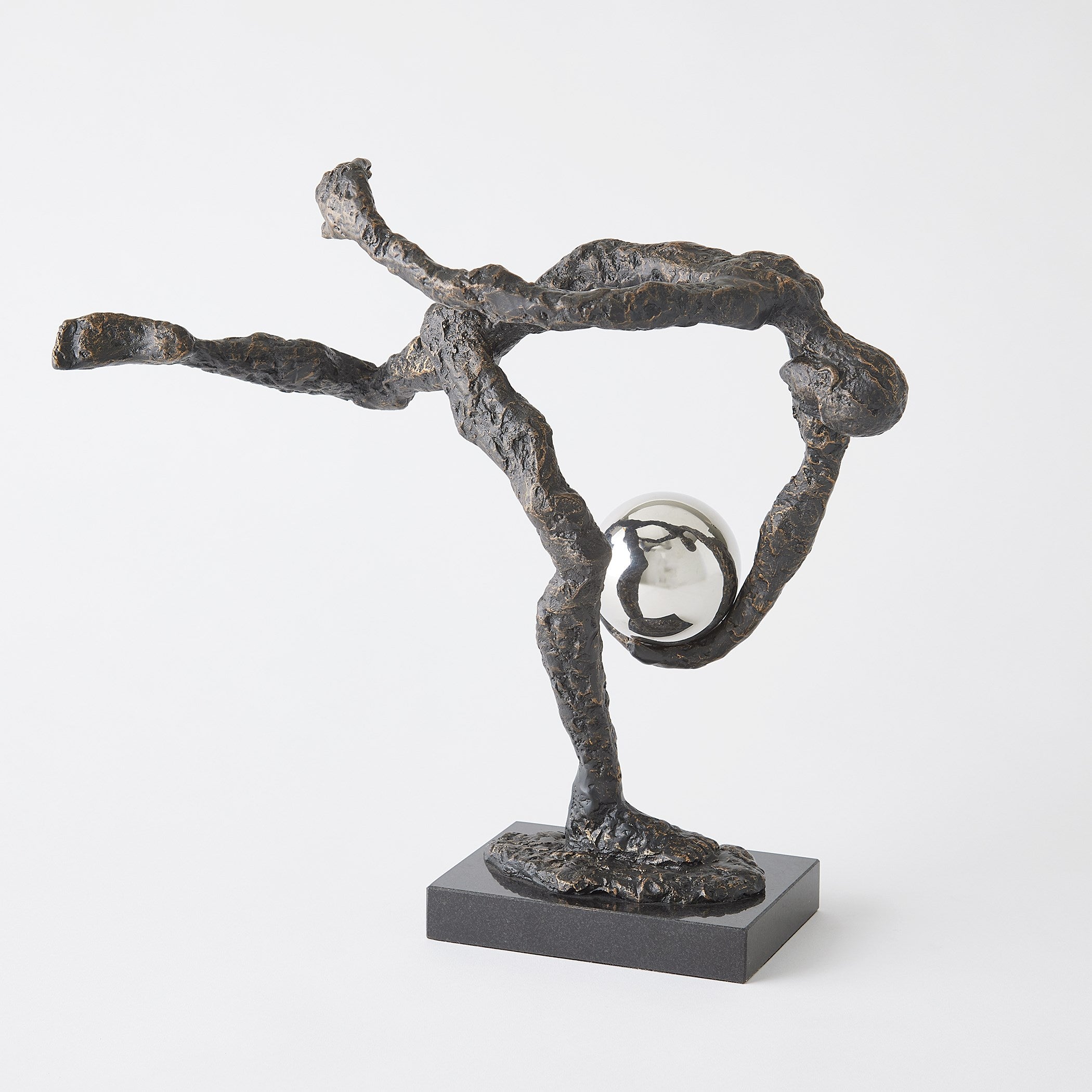 Global Views Tripped Up Sculpture Bronze w/Nickel Sphere