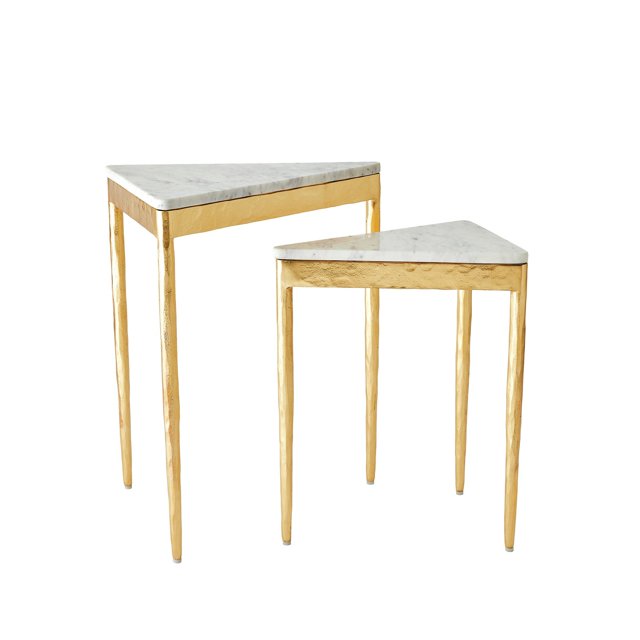 Global Views S/2 Triangular Nesting Tables Gold Leaf