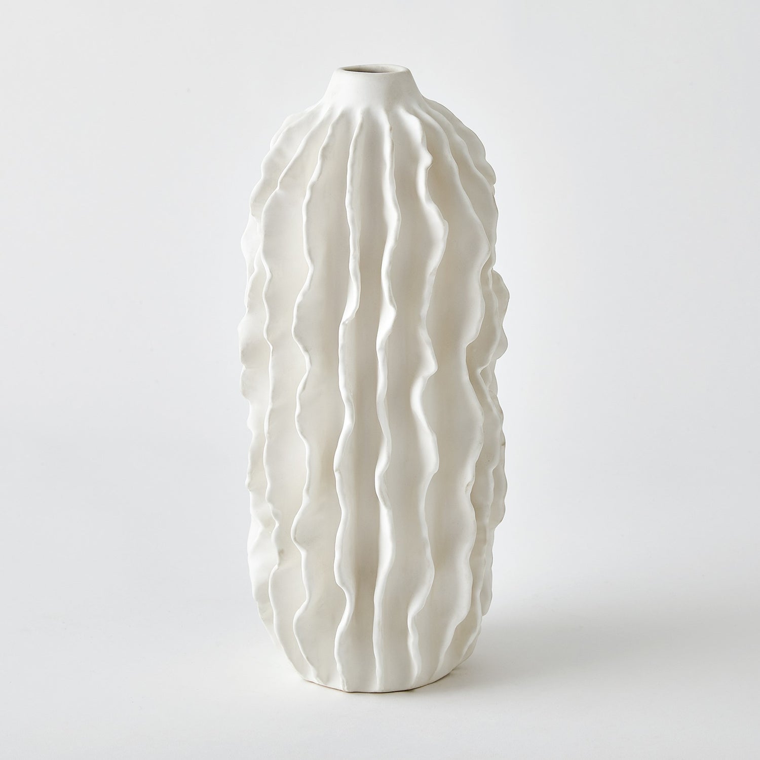 Global Views Sea Ribbons Vase Matte White