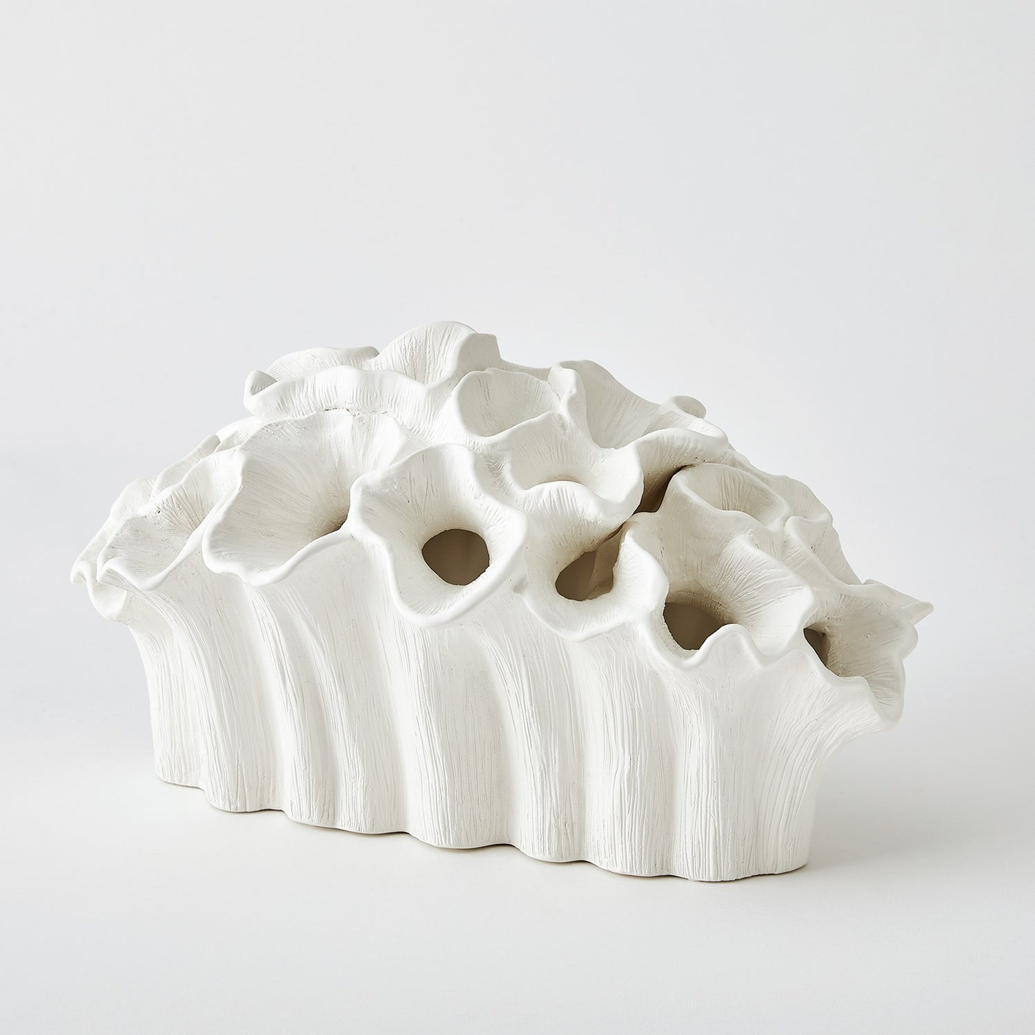 Global Views Flora Coral Bouquet Matte White