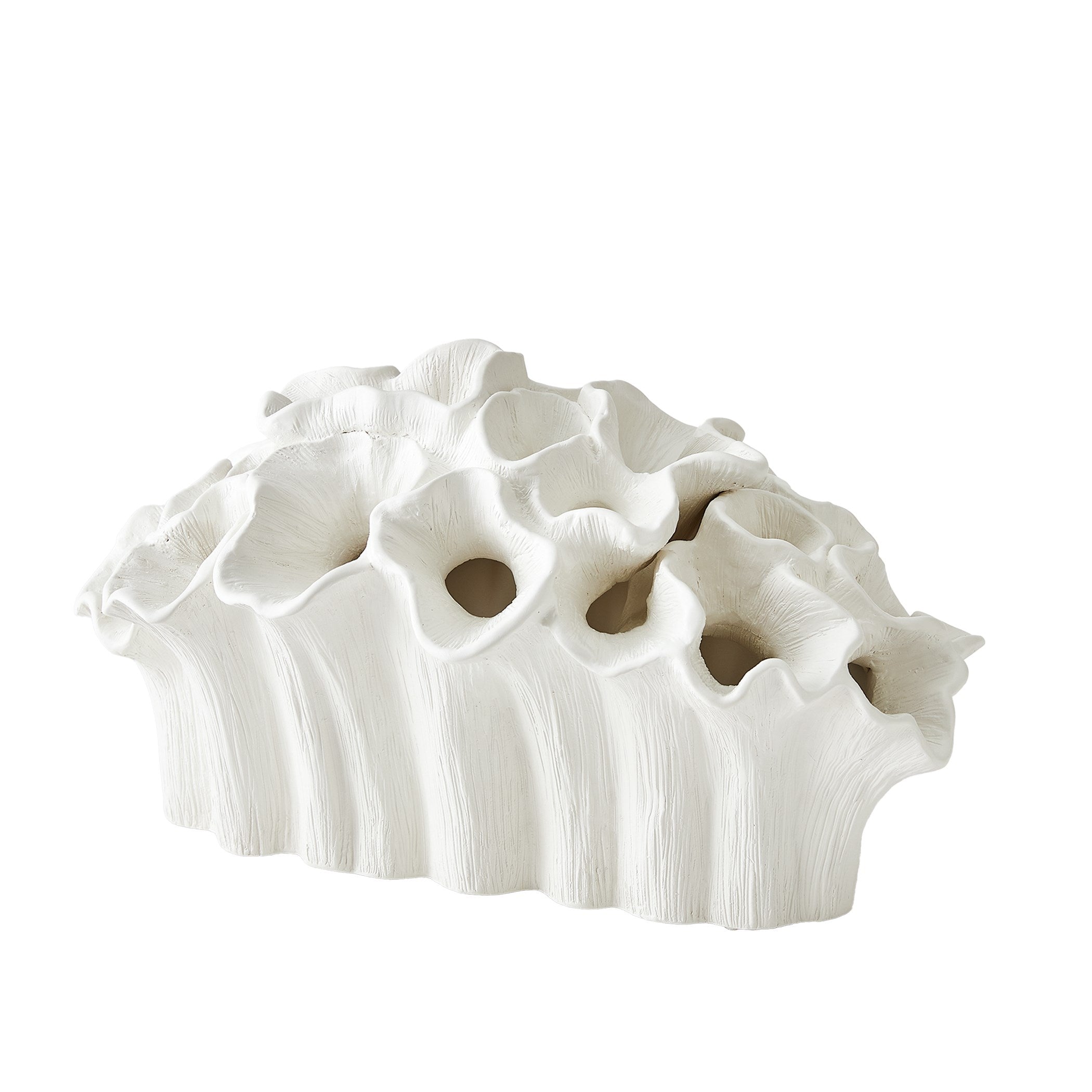 Global Views Flora Coral Bouquet Matte White