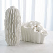 Global Views Flora Coral Bouquet Matte White