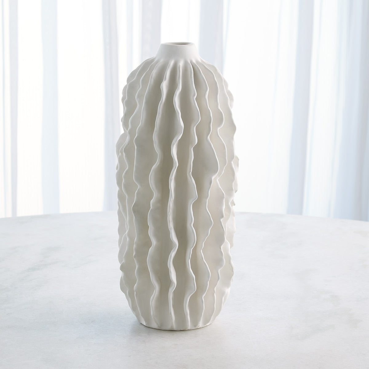 Global Views Sea Ribbons Vase Matte White