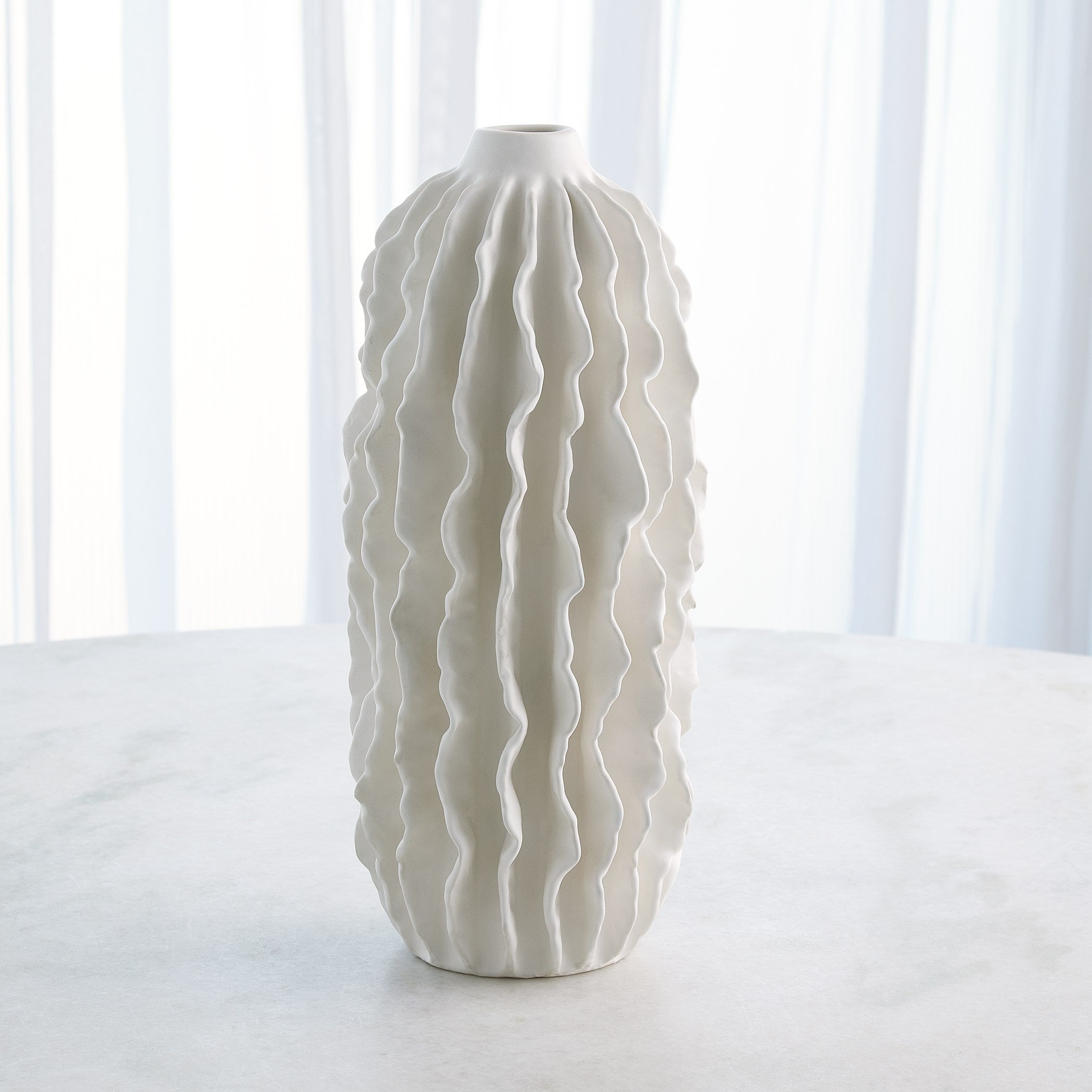 Global Views Sea Ribbons Vase Matte White