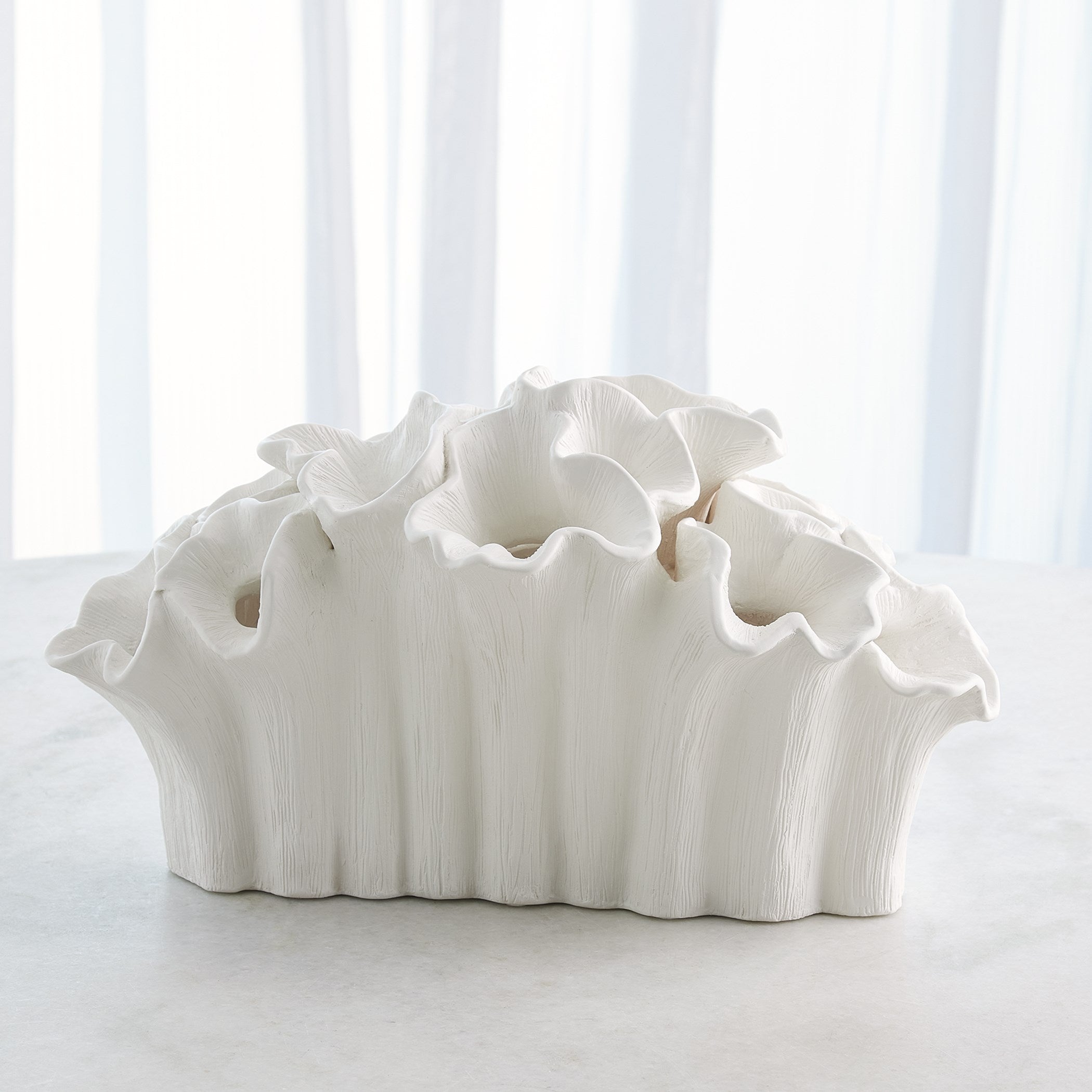 Global Views Flora Coral Bouquet Matte White