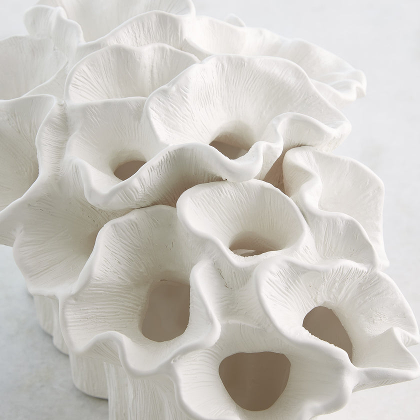 Global Views Flora Coral Bouquet Matte White