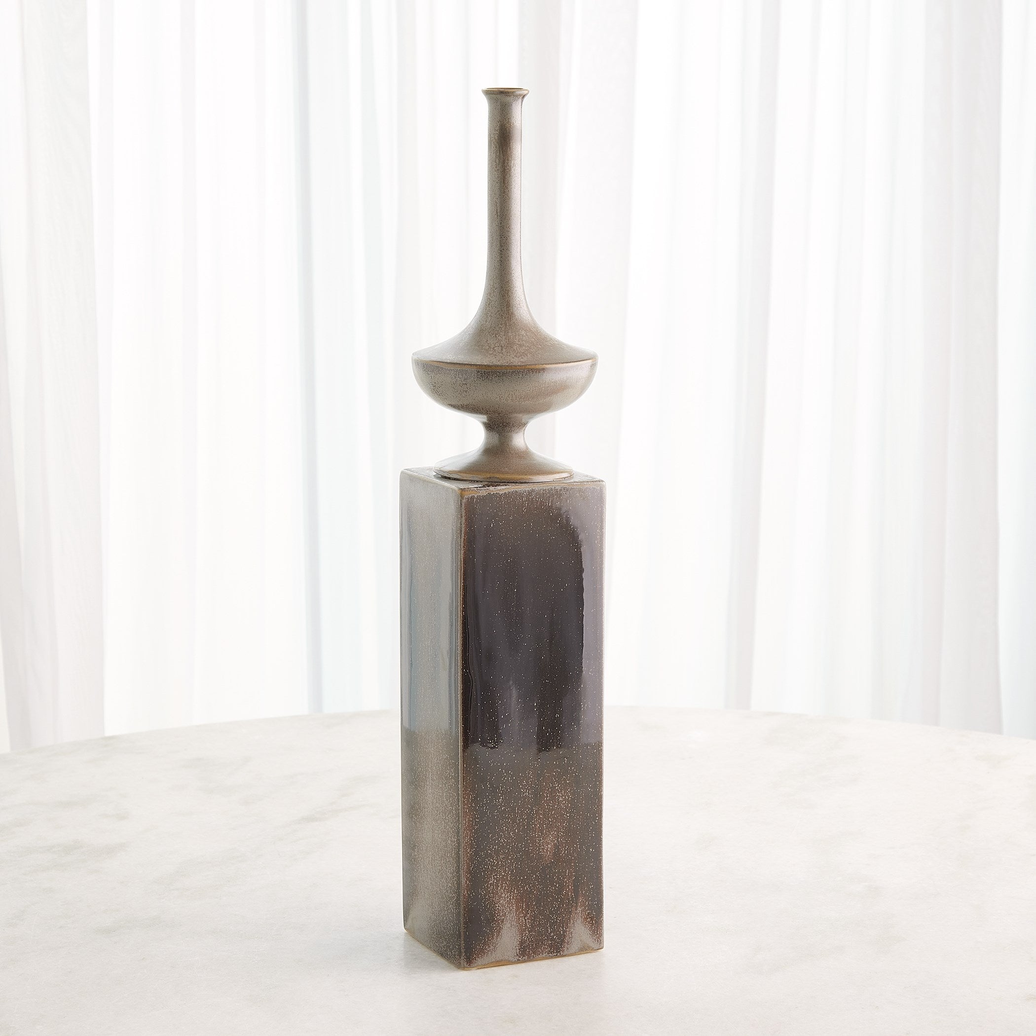Global Views Pedestal Vase Reactive Silver