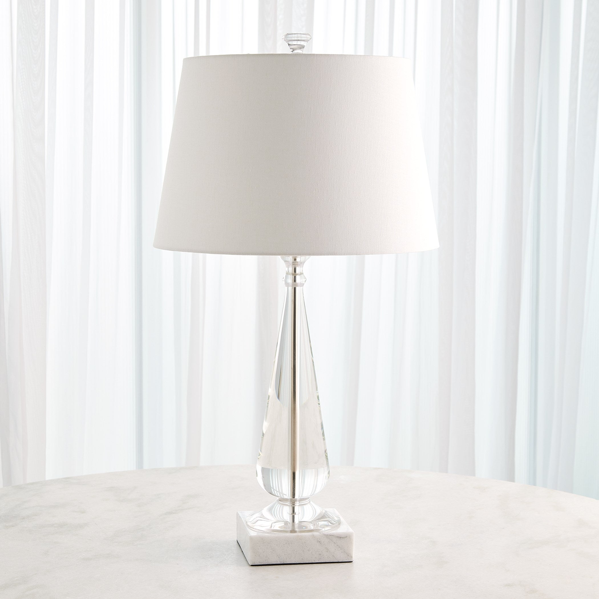 Global Views Tapered Crystal Lamp w/Marble Base