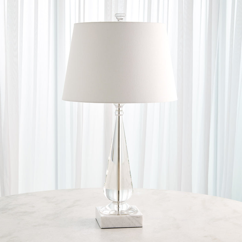 Global Views Tapered Crystal Lamp w/Marble Base