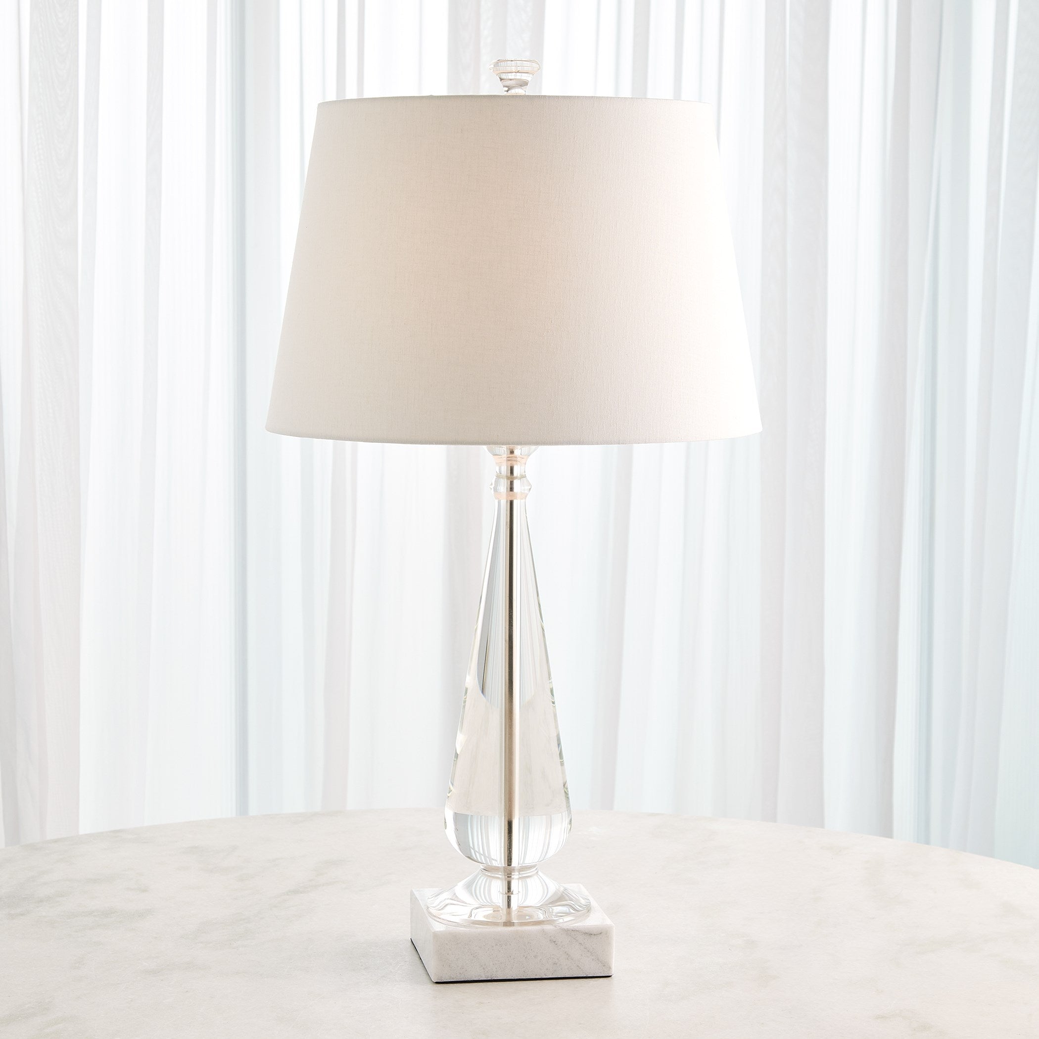Global Views Tapered Crystal Lamp w/Marble Base