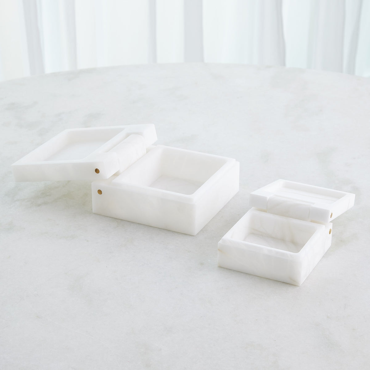 Global Views Hinged Alabaster Box White