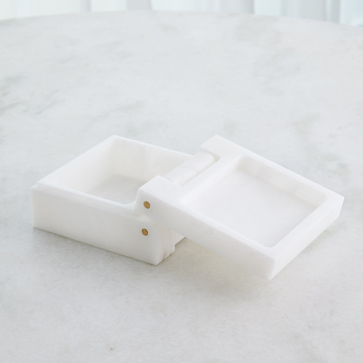 Global Views Hinged Alabaster Box White