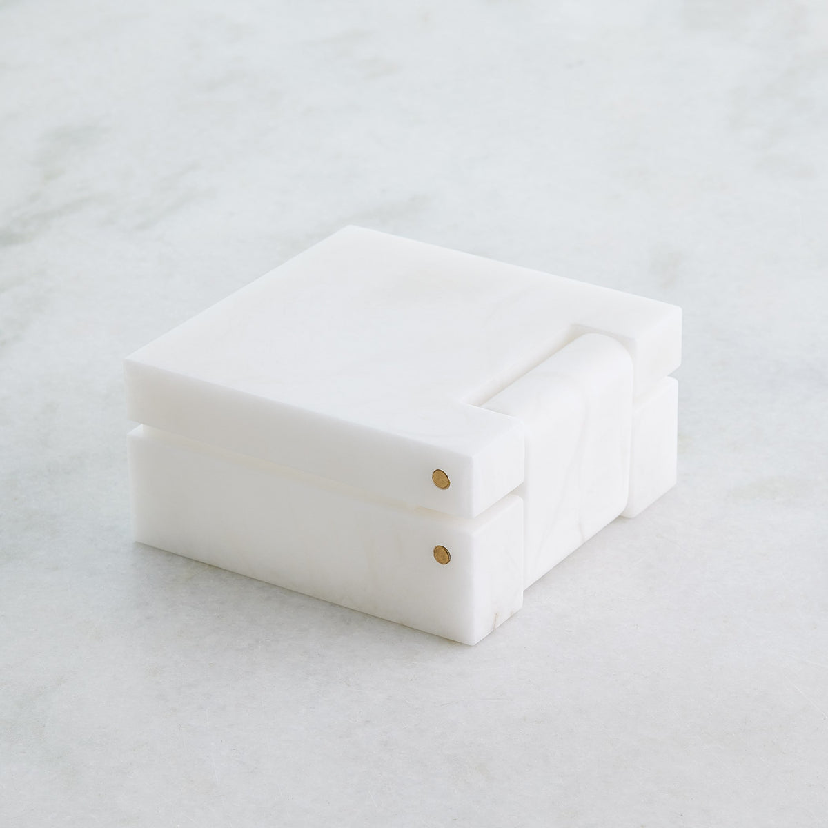 Global Views Hinged Alabaster Box White