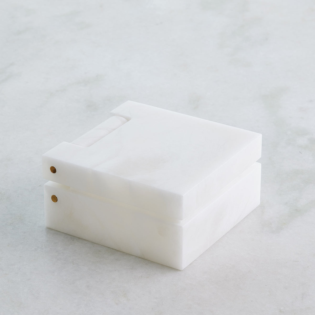 Global Views Hinged Alabaster Box White