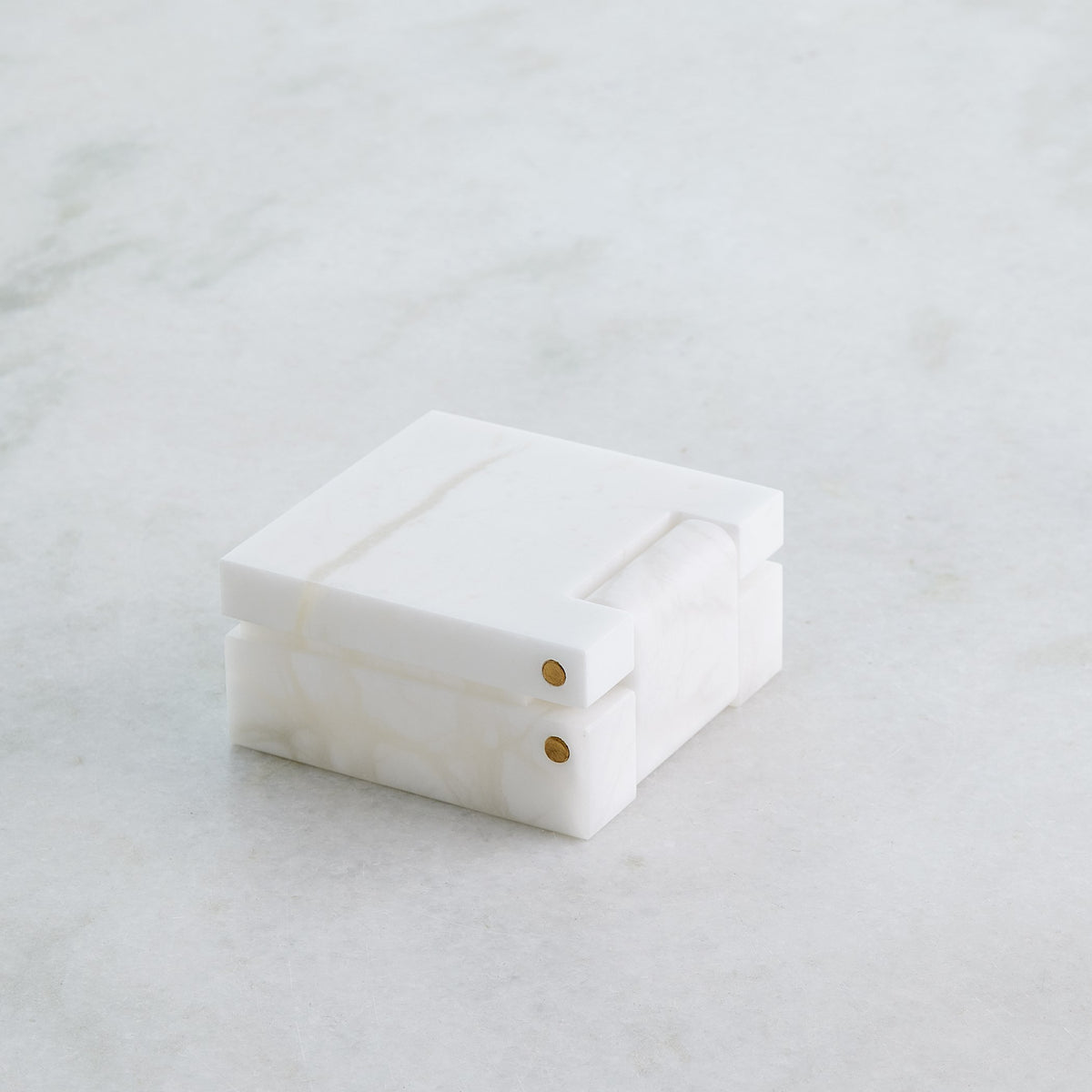 Global Views Hinged Alabaster Box White