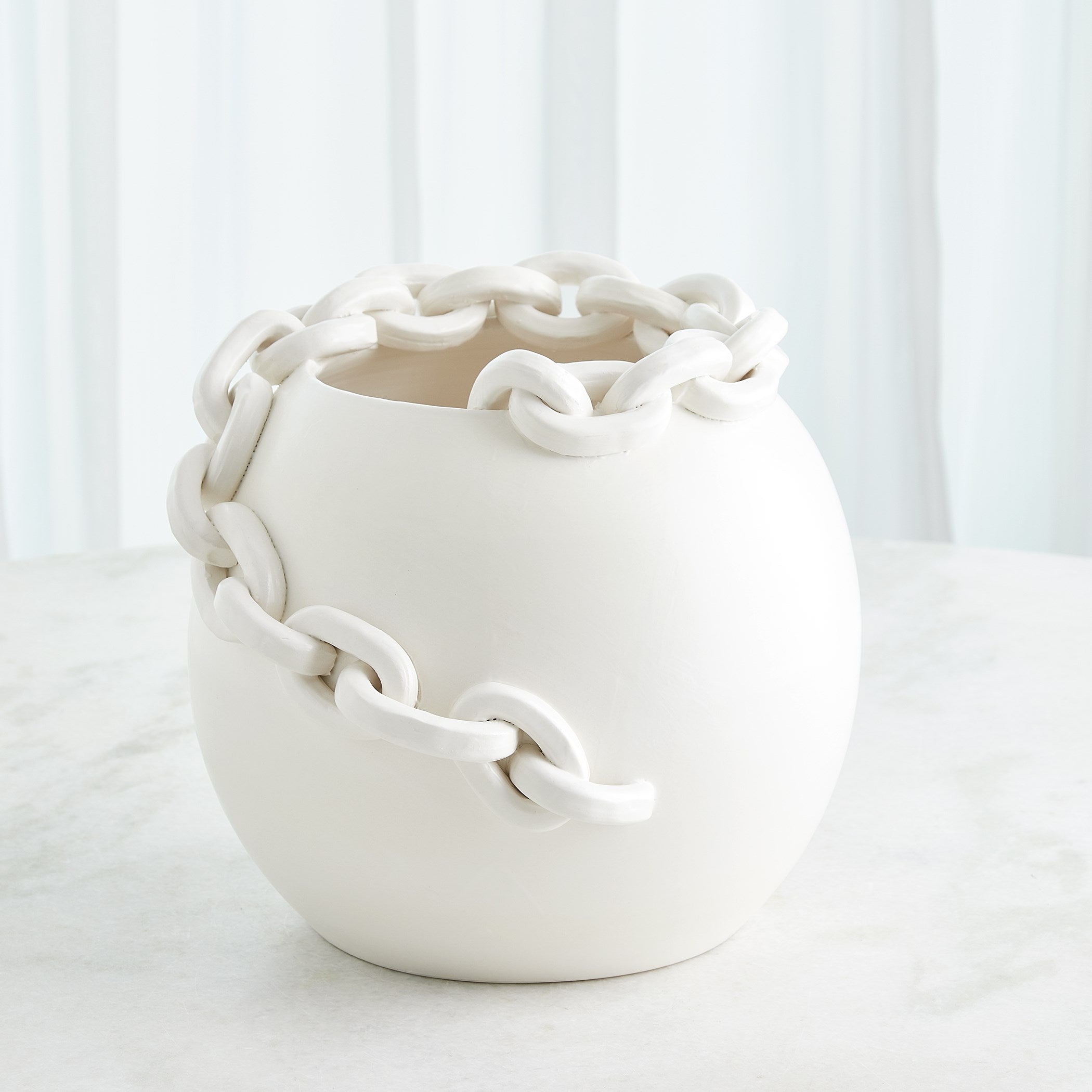 Global Views Catena Matte White Vase and Bowl