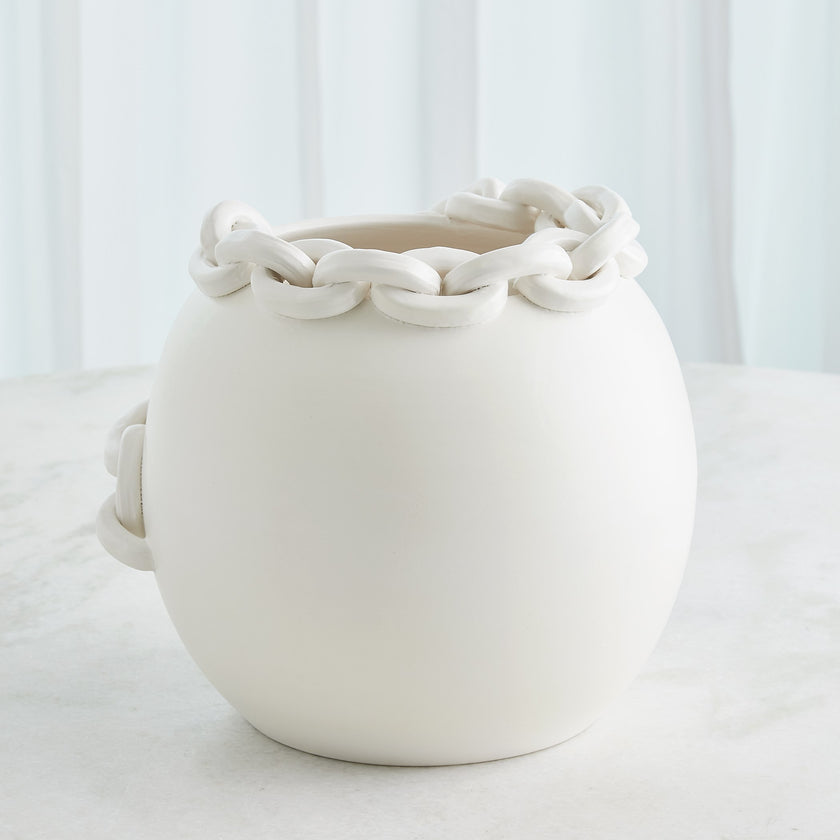 Global Views Catena Matte White Vase and Bowl