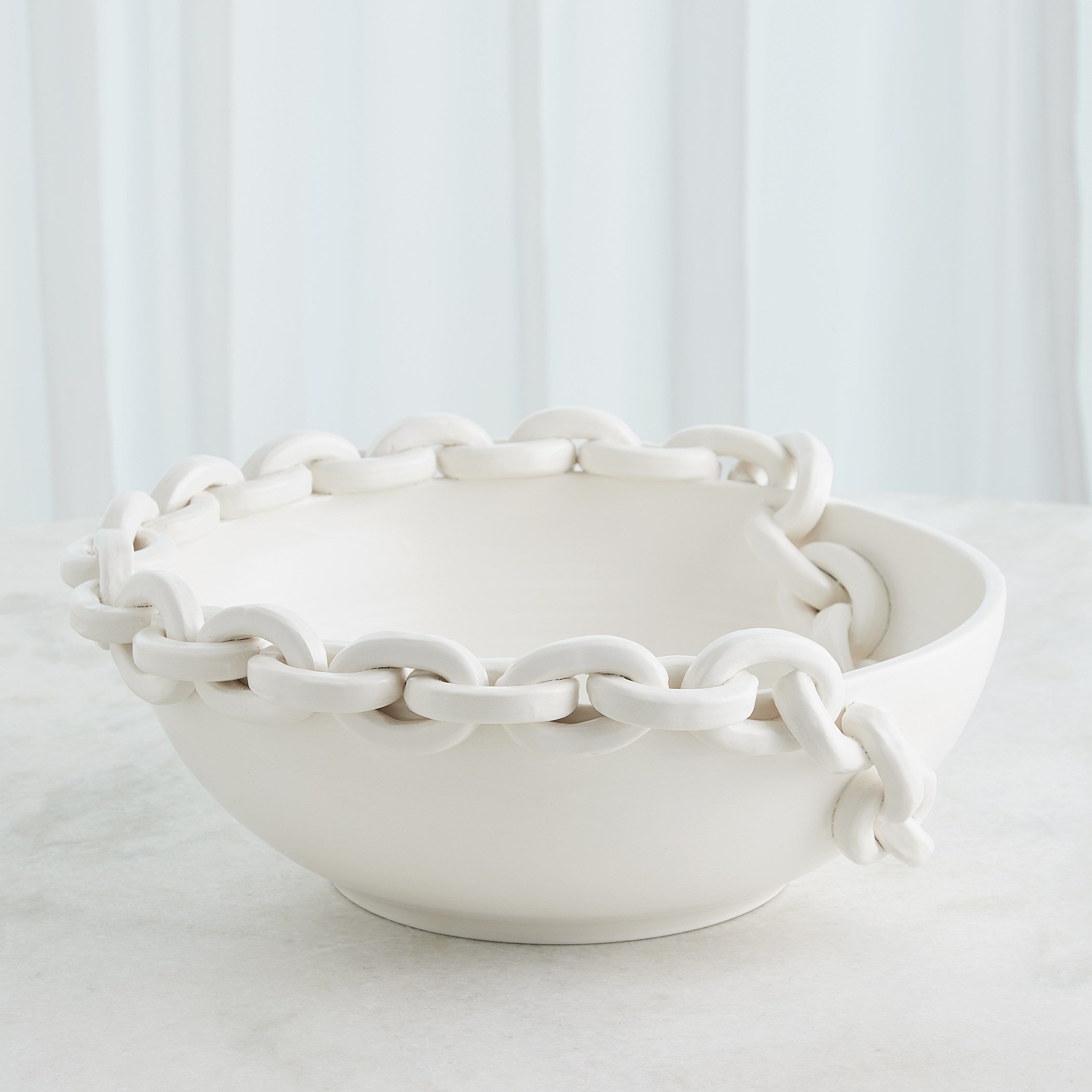 Global Views Catena Matte White Vase and Bowl
