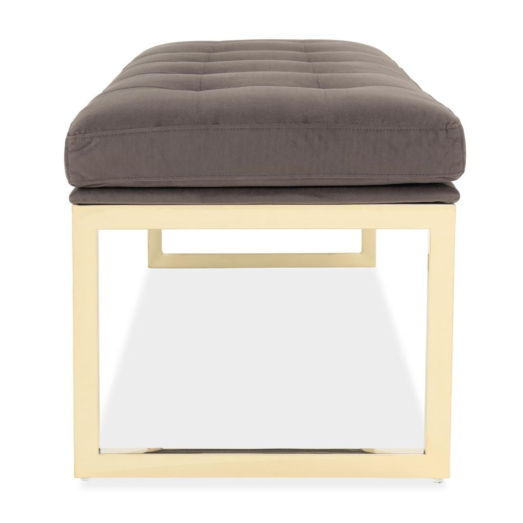 Michael Amini Dahlia Velvet Accent Bench - Chocolate/Gold