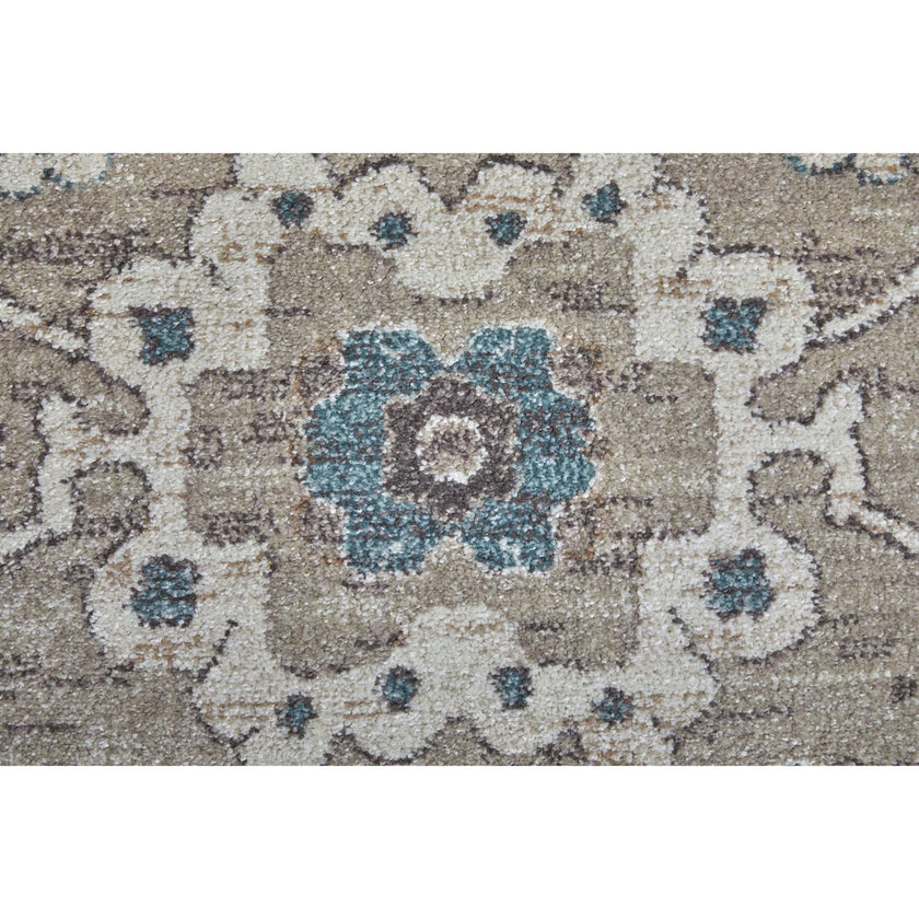 Feizy Dartmouth 39QLF Transitional Floral & Botanical Rug in Gray/Blue/Taupe