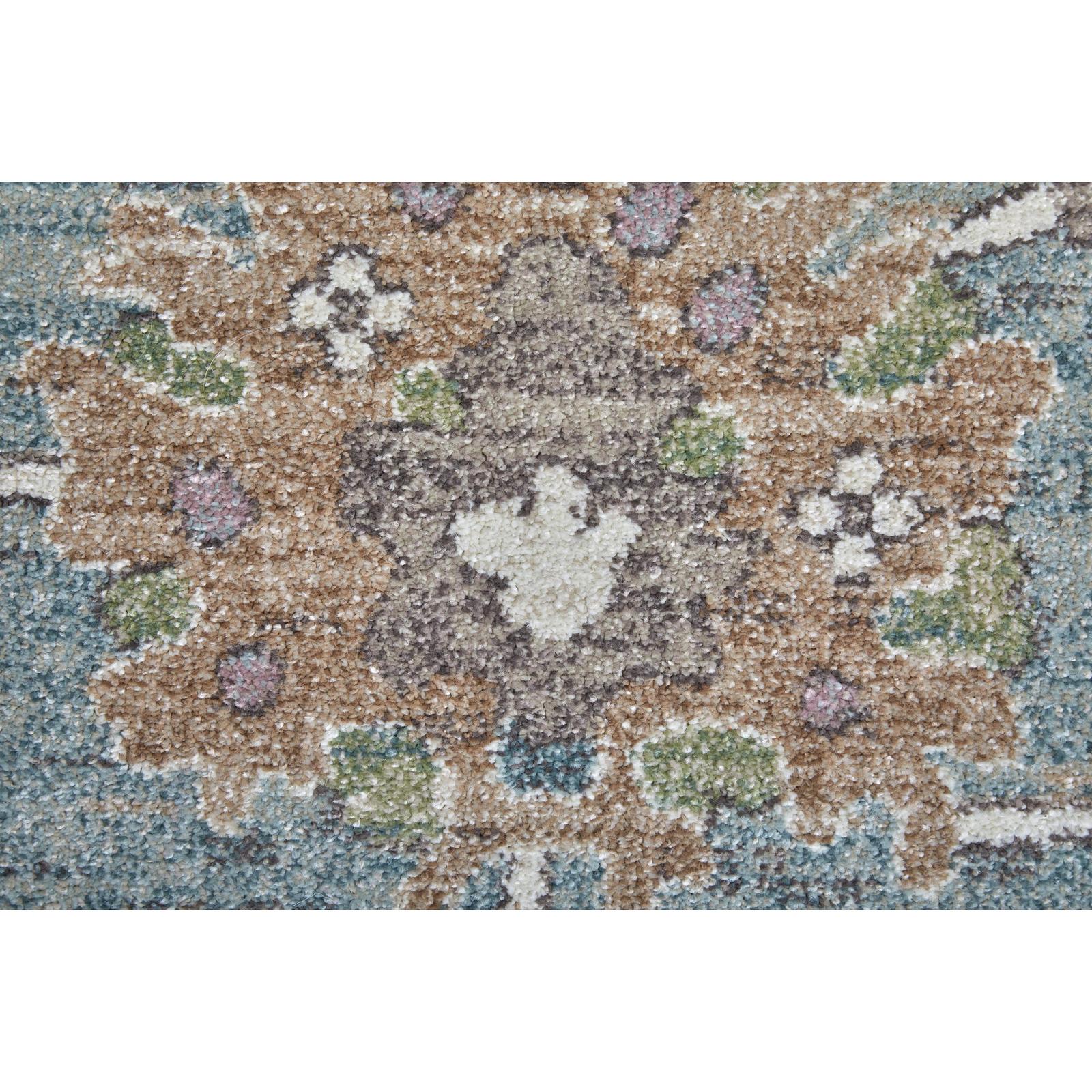 Feizy Dartmouth 39QNF Transitional Floral & Botanical Rug in Blue/Ivory/Brown
