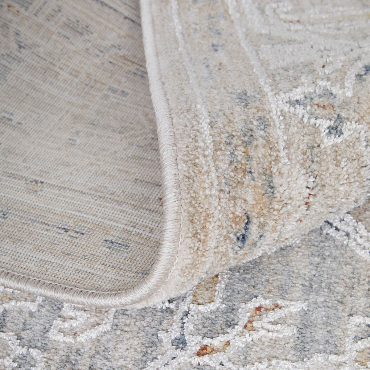 Feizy Pasha 39M5F Transitional Medallion in Ivory/Taupe/Blue