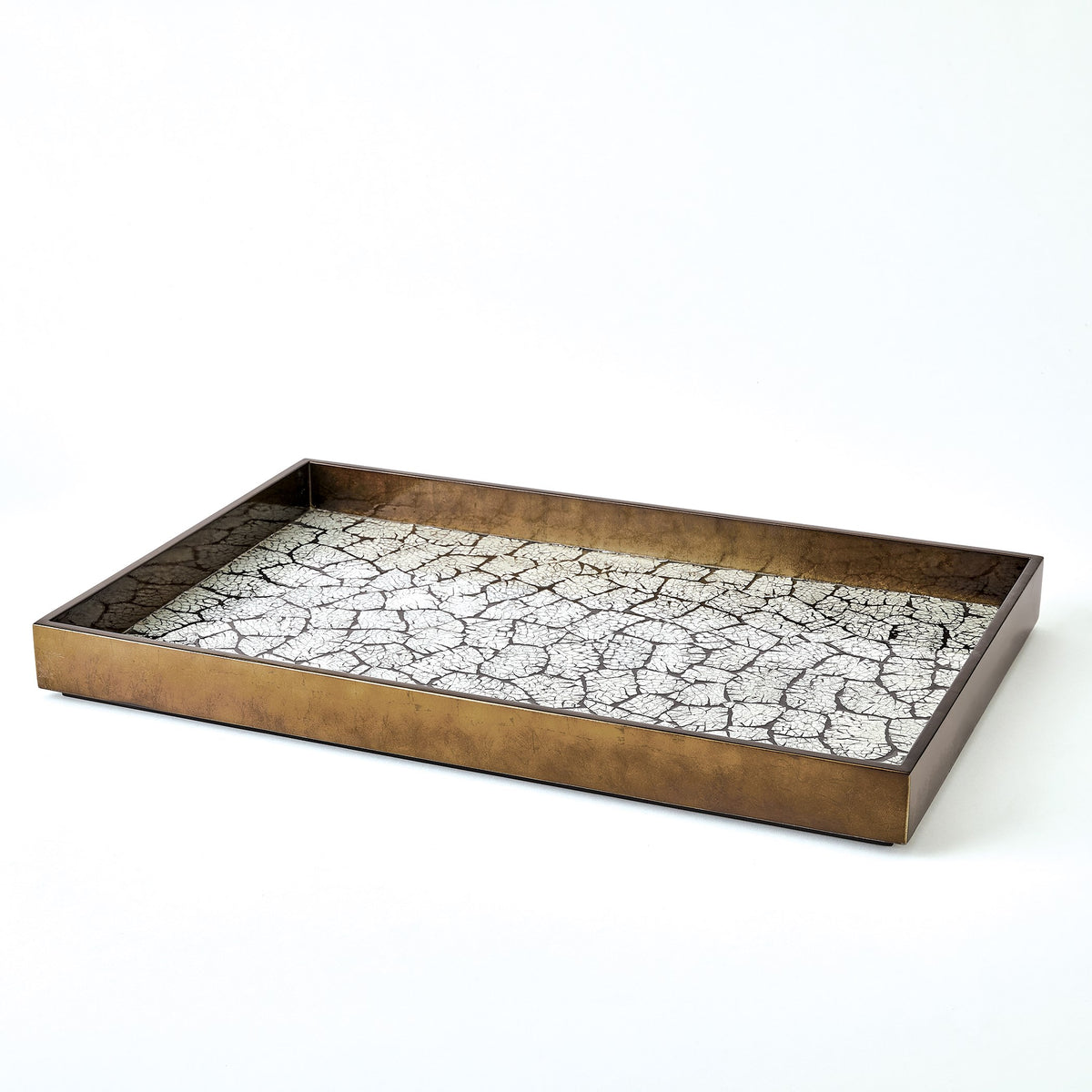 Global Views Eggshell Tray Antique Gold Leaf