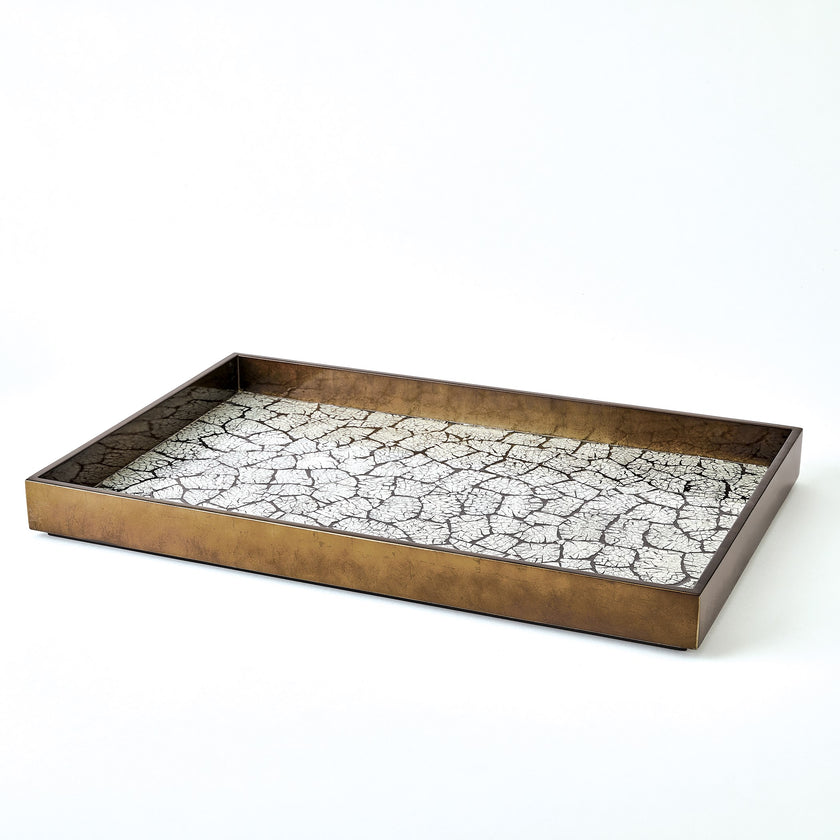 Global Views Eggshell Tray Antique Gold Leaf