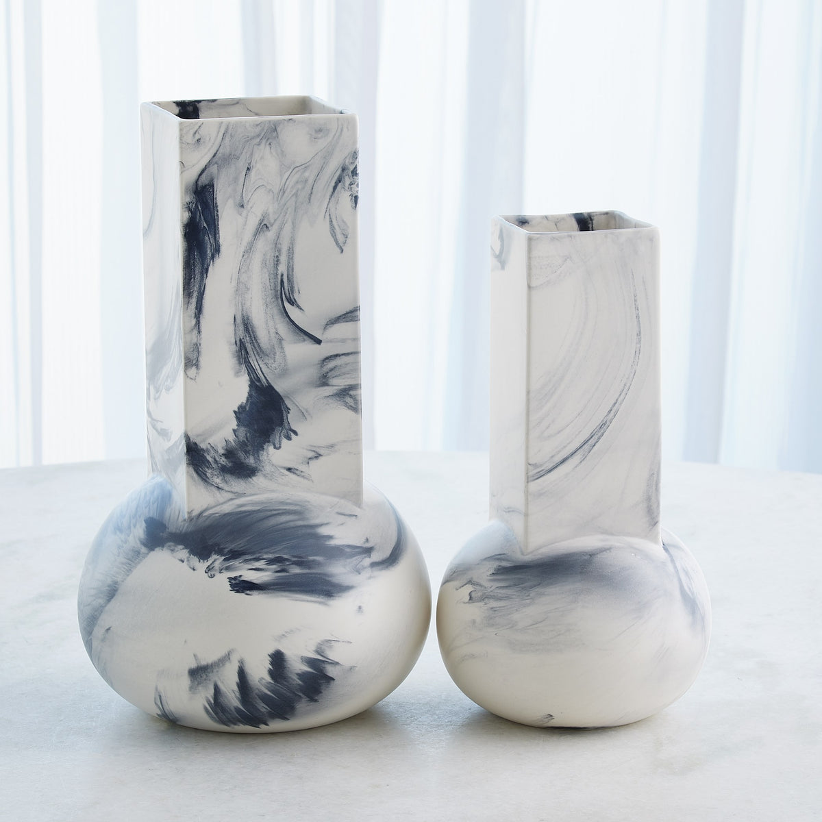 Global Views Crocus Vase Blue Marble