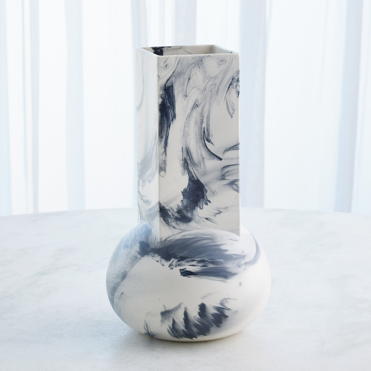 Global Views Crocus Vase Blue Marble