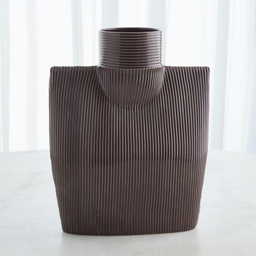 Global Views Ribbed Collar Vase Plum