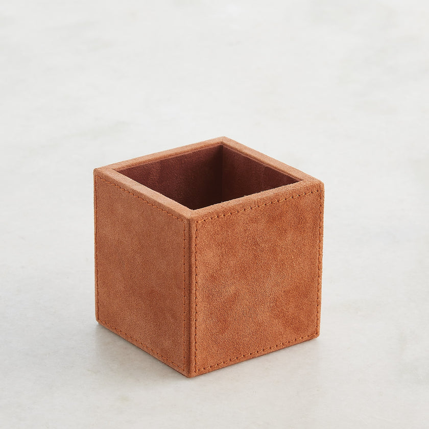 Global Views Posh Pencil Cup Rust Suede