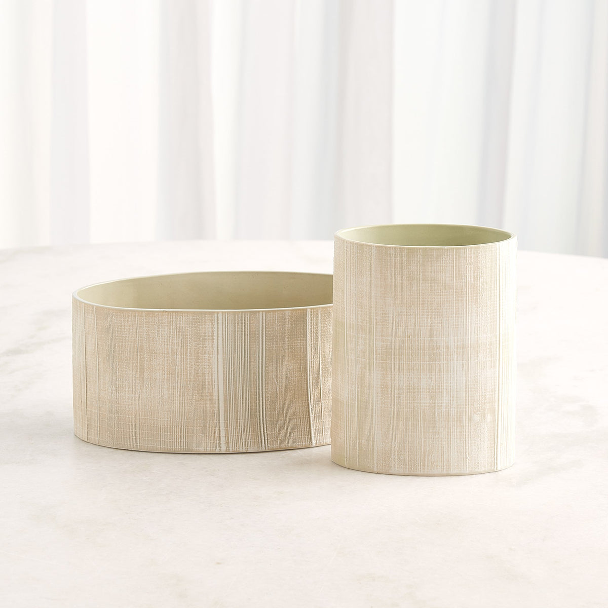 Global Views Cross Hatch Vase Celery