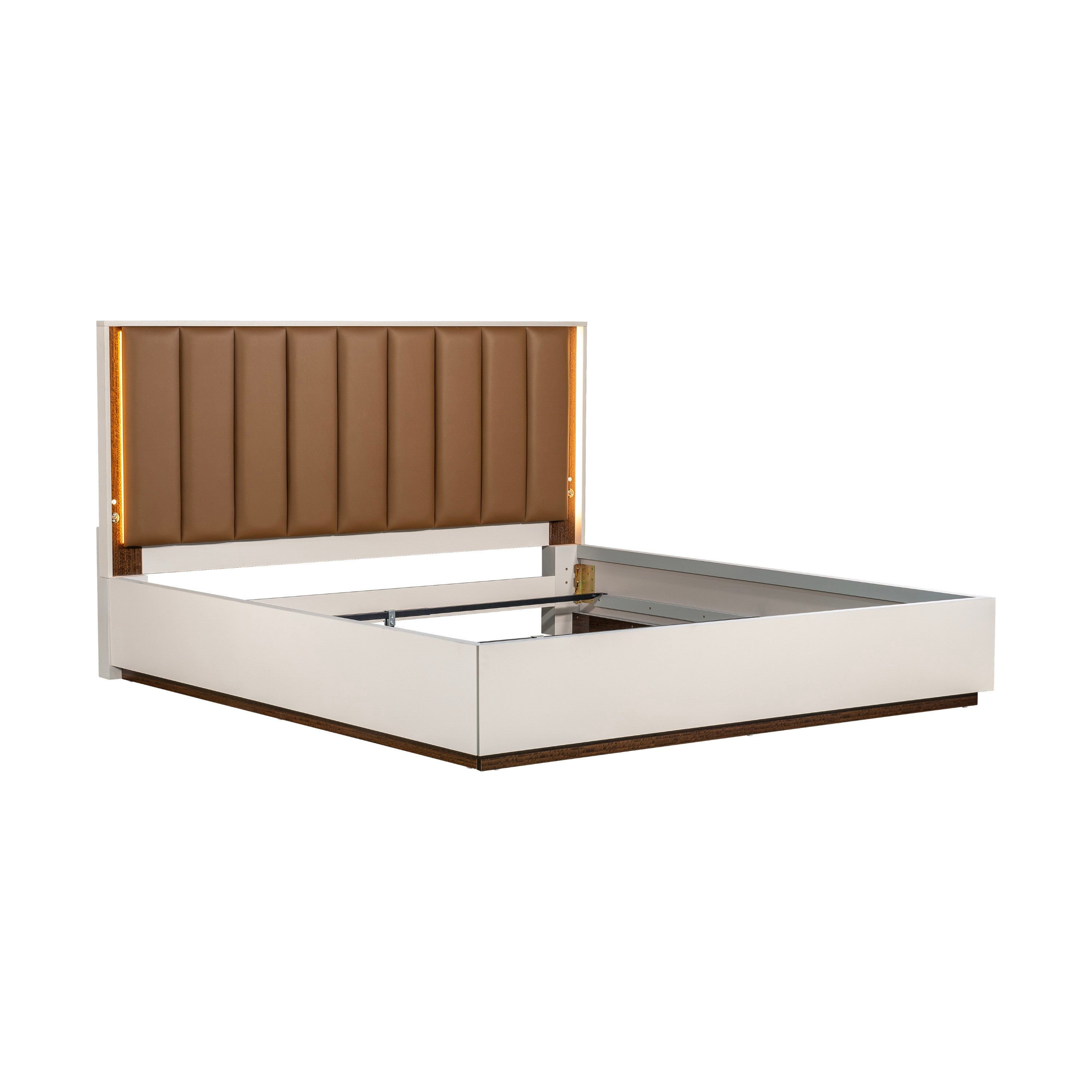 Michael Amini Pavira Eastern King Bed with LED Lights - Walnut