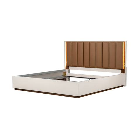 Michael Amini Pavira Eastern King Bed with LED Lights - Walnut