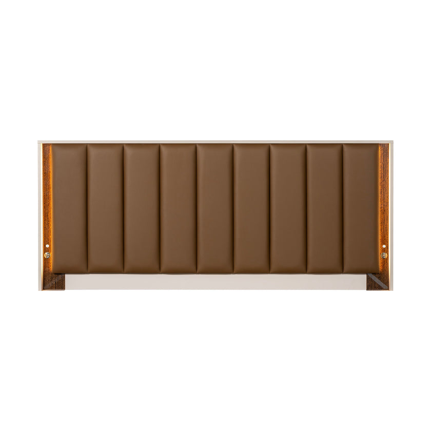 Michael Amini Pavira Eastern King Bed with LED Lights - Walnut