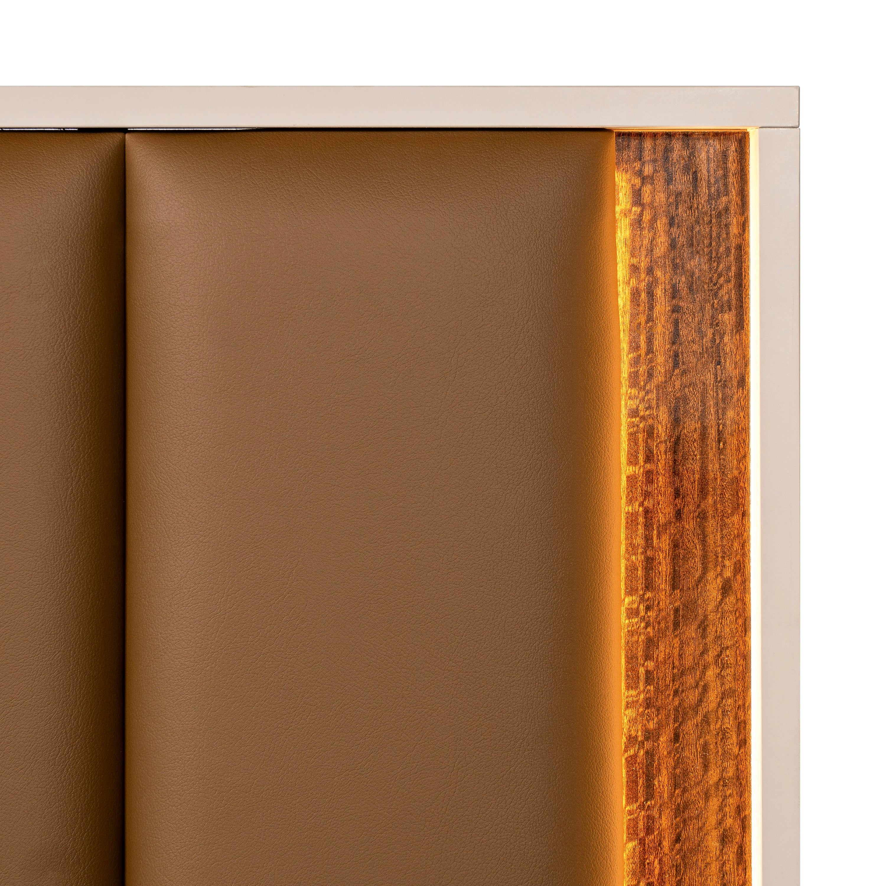 Michael Amini Pavira Eastern King Bed with LED Lights - Walnut