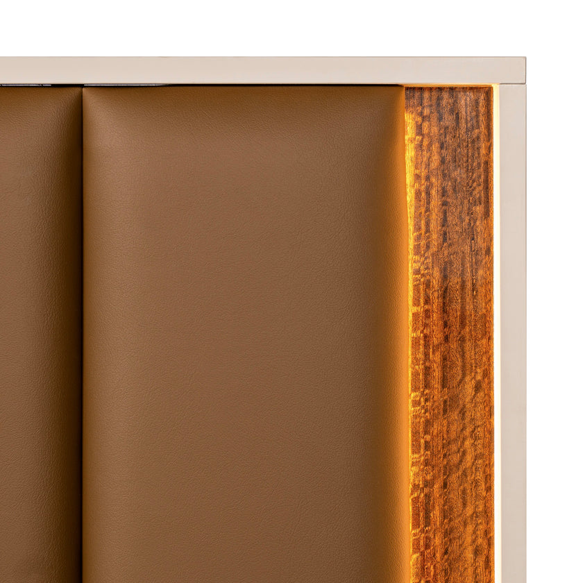 Michael Amini Pavira Eastern King Bed with LED Lights - Walnut