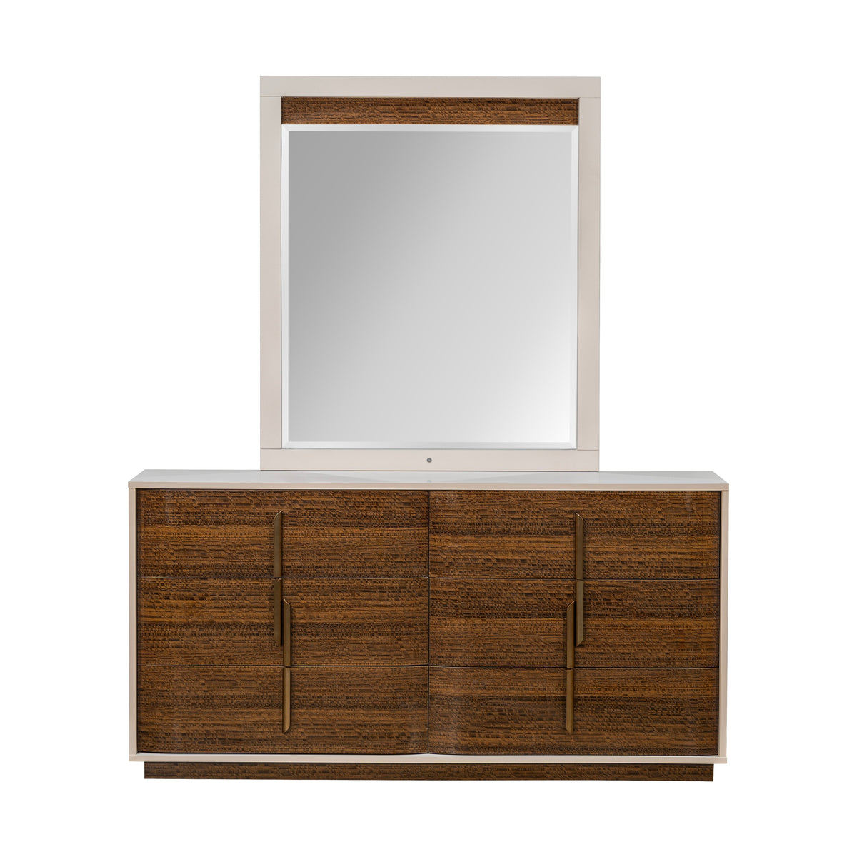 Michael Amini Pavira Dresser with Mirror - Walnut