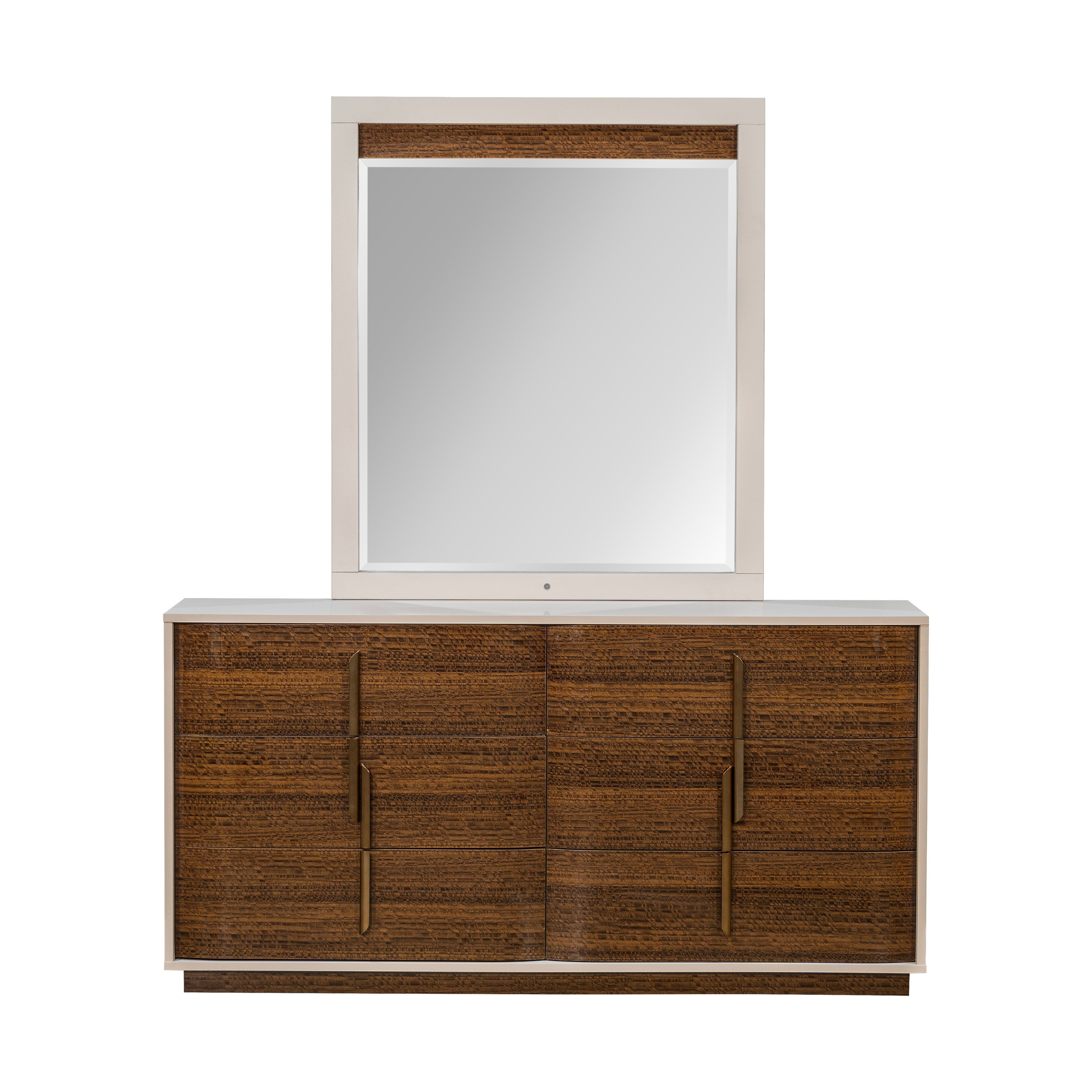 Michael Amini Pavira Dresser with Mirror - Walnut