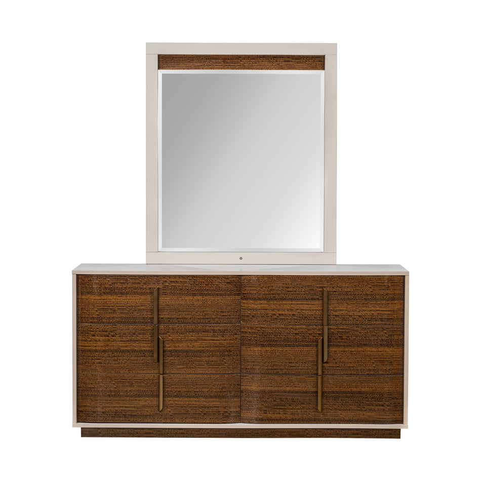 Michael Amini Pavira Dresser with Mirror - Walnut