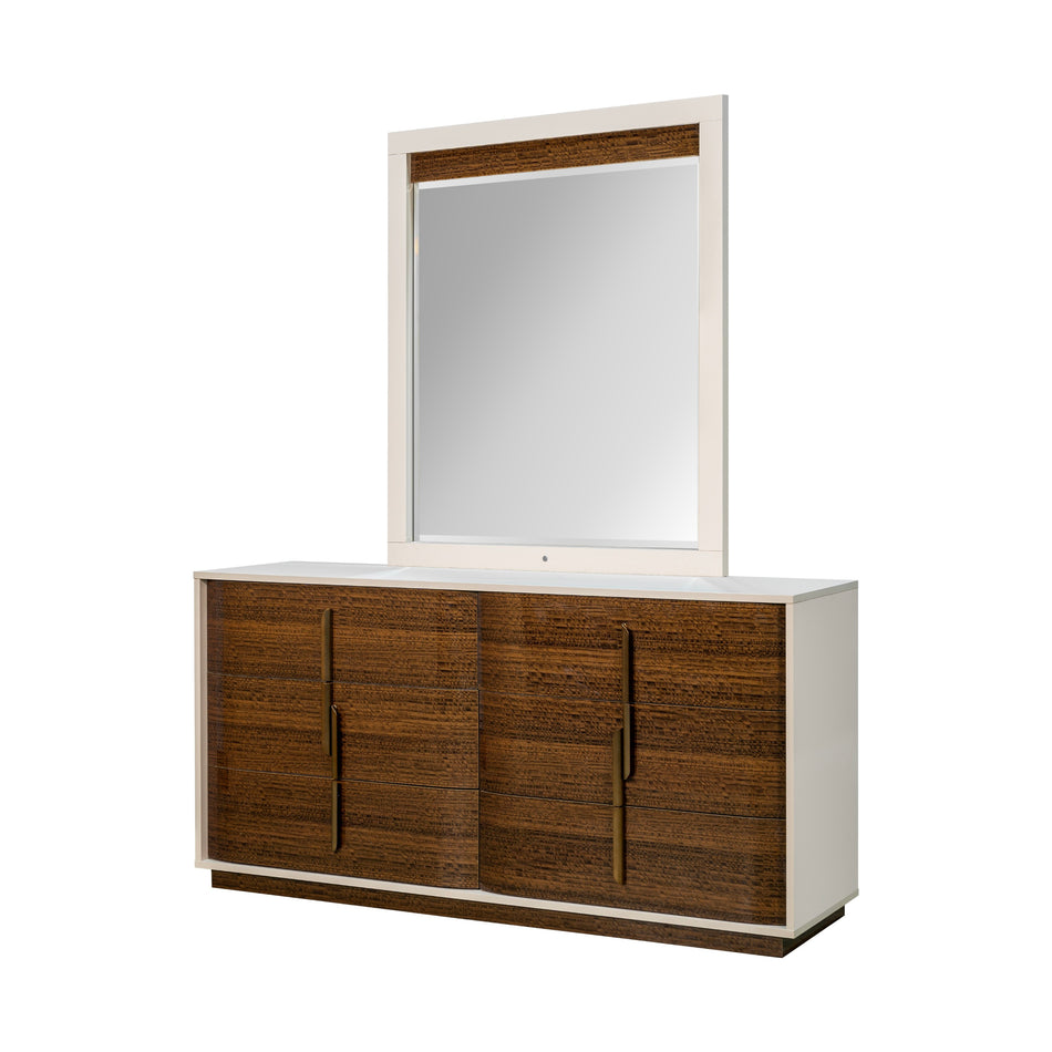 Michael Amini Pavira Dresser with Mirror - Walnut