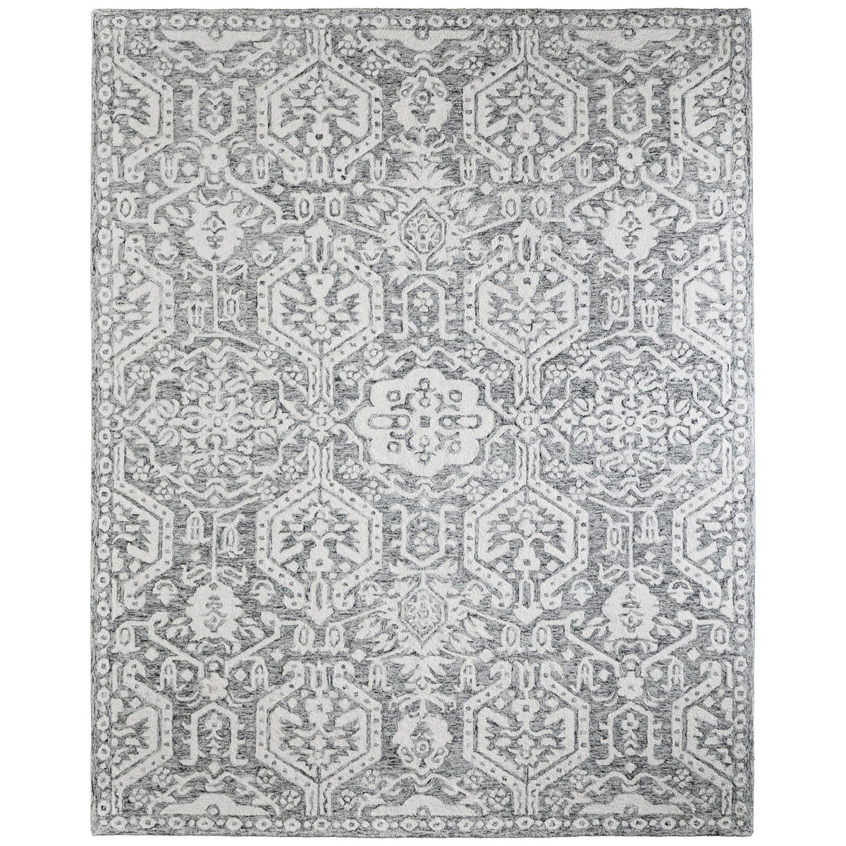 Feizy Belfort 8A27F Traditional Geometric Rug in Gray/White