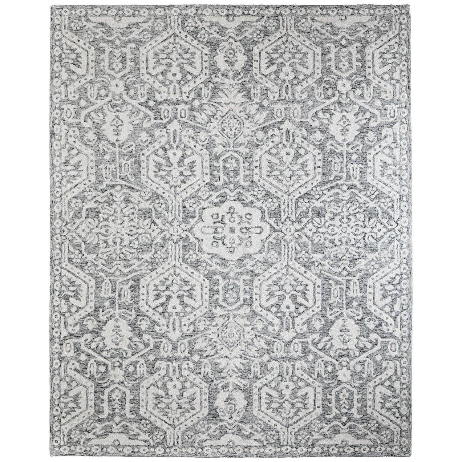 Feizy Belfort 8A27F Traditional Geometric Rug in Gray/White