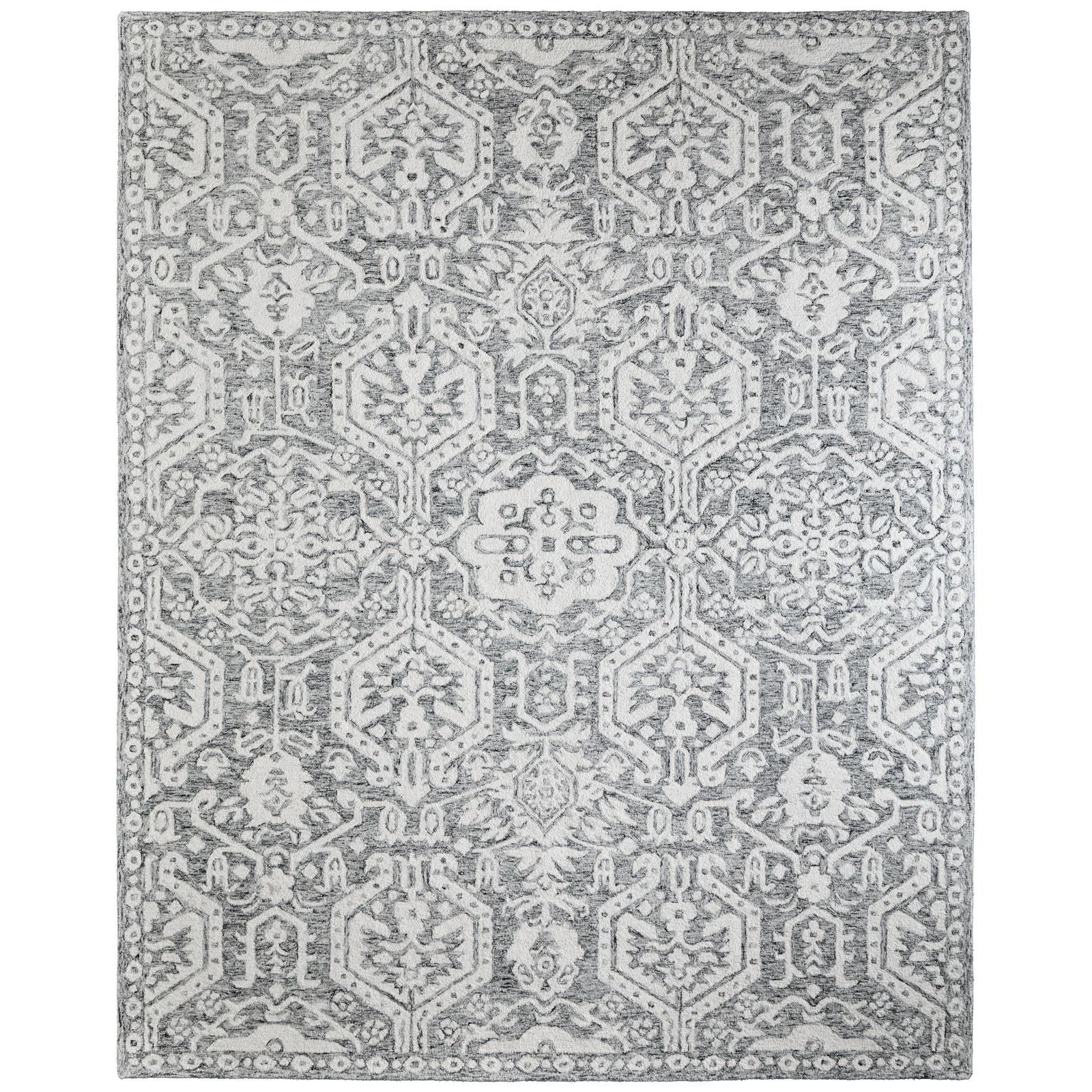Feizy Belfort 8A27F Traditional Geometric Rug in Gray/White