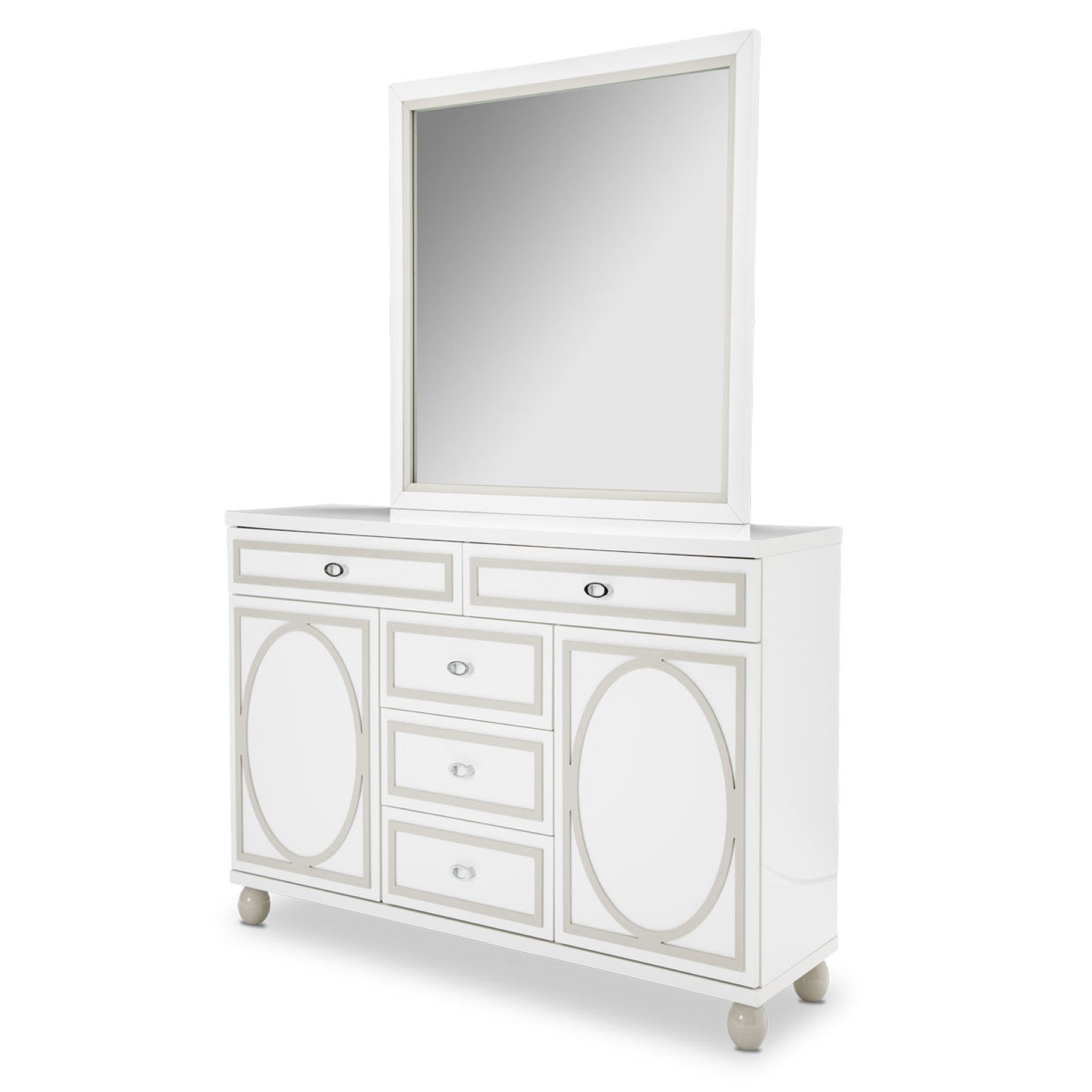 Michael Amini Sky Tower Dresser with Mirror - Cloud White