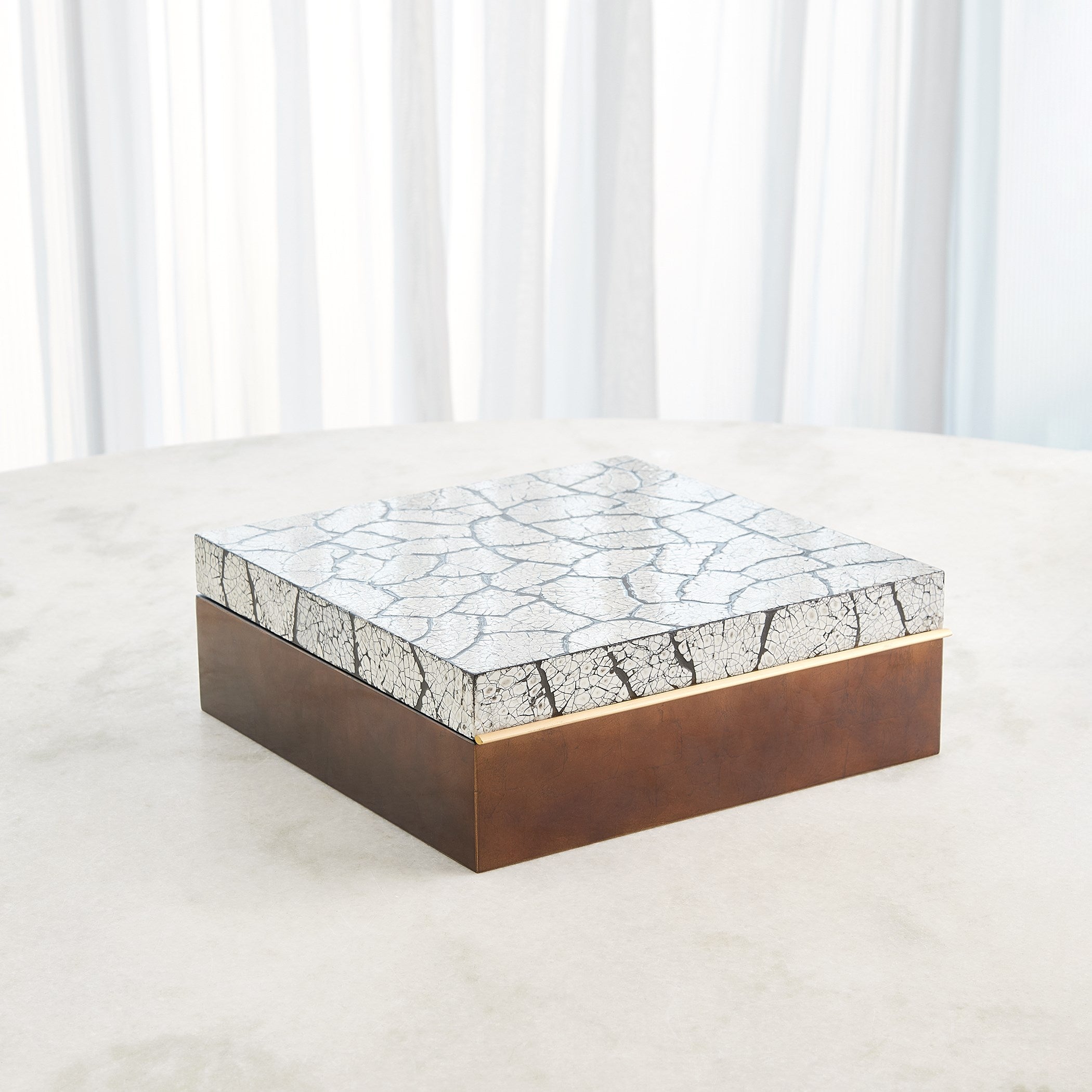 Global Views Eggshell Box Antique Gold Leaf