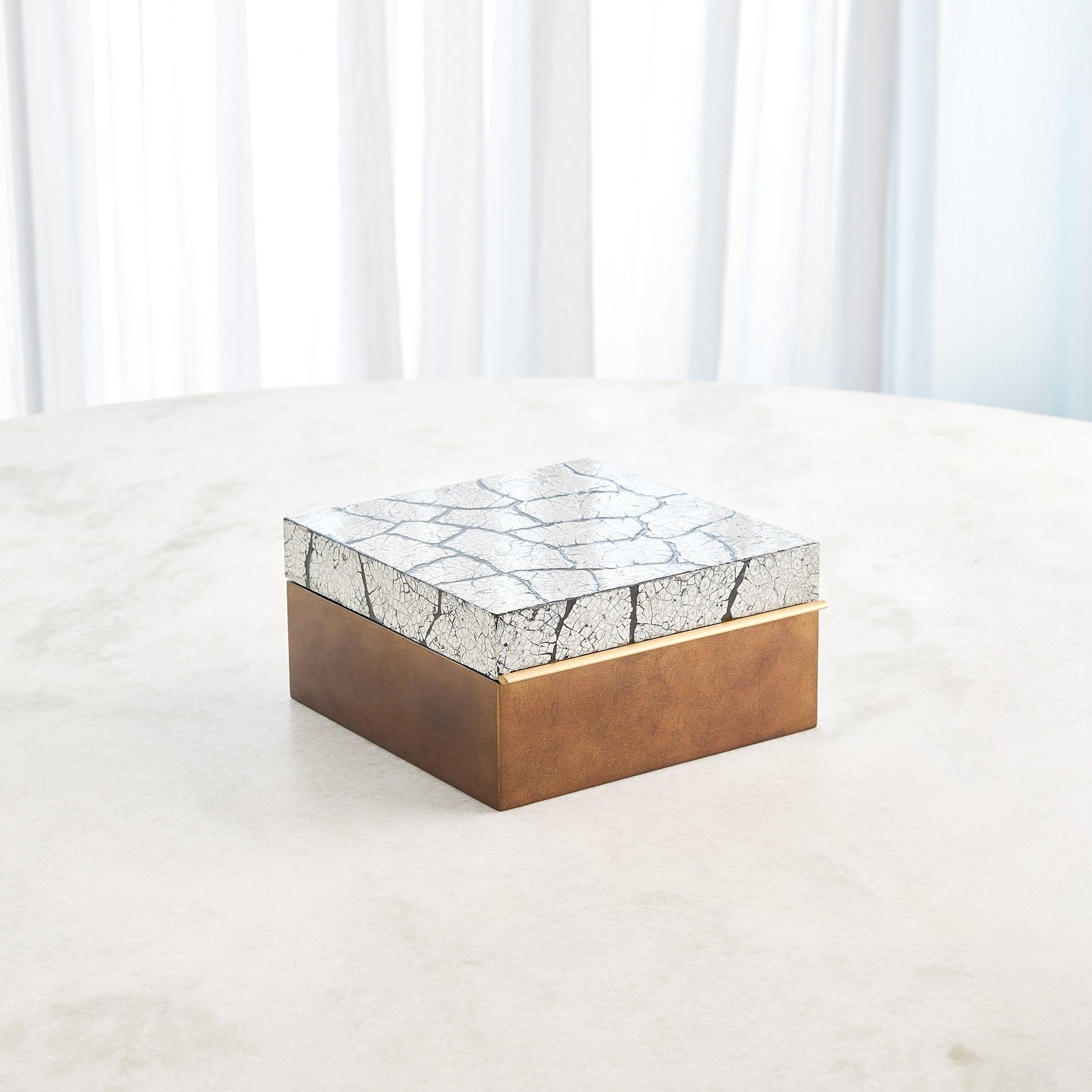 Global Views Eggshell Box Antique Gold Leaf